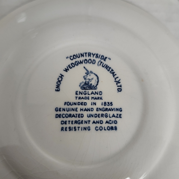 Enoch Wedgewood Tunstall Countryside 5 Bread/App Plates Vintage Blue & White - Picture 9 of 16